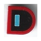LEGO rot Fliese 1 x 1 Hälfte Oval mit Bright Light Blau Rectangle und Schwarz Background (24246)
