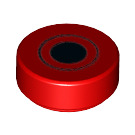 LEGO Rood Tegel 1 x 1 Rond met Zwart Dot en Cirkel Patroon (25314 / 98138)