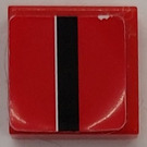 LEGO Rood Tegel 1 x 1 met Zwart Stripe Sticker met groef (3070)