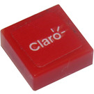 LEGO Red Tile 1 x 1 with 'Claro' Sticker with Groove (3070)