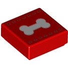 LEGO Red Tile 1 x 1 with Dog Bone with Groove (3070 / 73042)