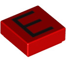 LEGO rot Fliese 1 x 1 mit 'E' mit Nut (11541 / 13411)