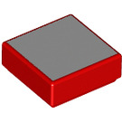 LEGO Rood Tegel 1 x 1 met Grijs Vierkant met groef (25360 / 31550)