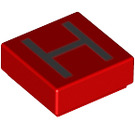 LEGO Rood Tegel 1 x 1 met 'H' met groef (11546 / 13416)