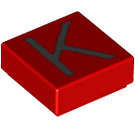 LEGO rot Fliese 1 x 1 mit Letter K mit Nut (11555 / 13419)