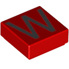 LEGO Red Tile 1 x 1 with Letter W with Groove (11585 / 13432)