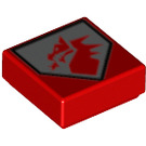 LEGO Red Tile 1 x 1 with Red Dragon with Groove (3070 / 23828)