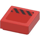 LEGO rot Fliese 1 x 1 mit Kurz, Diagonal Schwarz Streifen (Recht) Aufkleber mit Nut (3070)