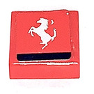 LEGO rot Fliese 1 x 1 mit Silber Ferrari Logo Aufkleber mit Nut (3070)