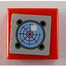 LEGO Red Tile 1 x 1 with Sonar Sticker with Groove (3070)