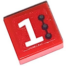 LEGO rouge Tuile 1 x 1 avec blanc „1“ sur rouge La gauche Côté Autocollant avec rainure (3070)