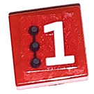 LEGO rouge Tuile 1 x 1 avec blanc „1“ sur rouge Droite Côté Autocollant avec rainure (3070)