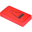 LEGO Red Tile 1 x 2 with Air Vent Sticker with Groove (3069)