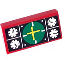 LEGO Red Tile 1 x 2 with Airplane Artificial Horizon Sticker with Groove (3069)