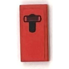 LEGO Red Tile 1 x 2 with Black Handle Sticker with Groove (3069)