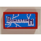 LEGO Red Tile 1 x 2 with 'BONESTORM' Sticker with Groove (3069)