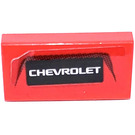 LEGO Red Tile 1 x 2 with Chevrolet Logo Sticker with Groove (3069)