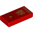 LEGO Rojo Plana 1 x 2 con Chinese Characters con ranura (3069 / 67679)