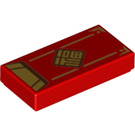 LEGO червен Плочка 1 x 2 с Envelope с Gold Flap, Диамант, и Trim с Groove (3069 / 83669)