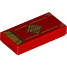 LEGO Red Tile 1 x 2 with Envelope with Gold Flap, Diamond, and Trim with Groove (3069 / 83669)