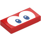 LEGO Red Tile 1 x 2 with Eyes with Blue with Groove (68907 / 68971)