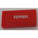 LEGO Rood Tegel 1 x 2 met "Ferrari" Lettering Sticker met groef (3069)