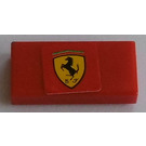 LEGO Red Tile 1 x 2 with Ferrari Logo Sticker with Groove (3069)