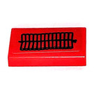 LEGO Red Tile 1 x 2 with Firecrackers Sticker with Groove (3069)