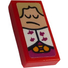 LEGO rot Fliese 1 x 2 mit King's Pouting Gesicht Aufkleber mit Nut (3069)