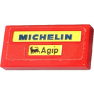 LEGO rot Fliese 1 x 2 mit Michelin Agip Aufkleber mit Nut (3069)