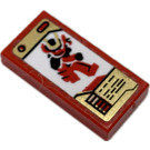 LEGO rot Fliese 1 x 2 mit Ninjago Game Card mit rot Samurai X (Nya) Aufkleber mit Nut (3069)