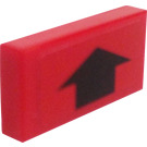 LEGO Red Tile 1 x 2 with Wide Arrow Sticker with Groove (3069 / 30070)