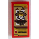 LEGO rot Fliese 1 x 2 mit Wu Sensei Aufkleber mit Nut (3069)