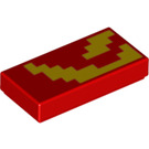 LEGO Red Tile 1 x 2 with yellow with Groove (1003 / 3069)