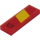 LEGO Red Tile 1 x 3 with Black Vent and Yellow Parrallelogram Sticker (63864)