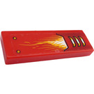 LEGO Red Tile 1 x 3 with Vents and Flame Left Side Sticker (63864)