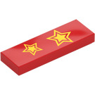 LEGO Red Tile 1 x 3 with Yellow stars (63864 / 103791)