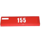 LEGO Red Tile 1 x 4 with '155' and a white line on the left Sticker (2431)
