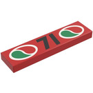 LEGO Rood Tegel 1 x 4 met 71 en Octan logo (2431)