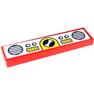 LEGO Red Tile 1 x 4 with CD, Buttons, Grilles Sticker (2431)