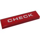 LEGO Red Tile 1 x 4 with 'CHECK' Sticker (2431)