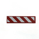 LEGO rot Fliese 1 x 4 mit Danger Streifen - rot / Weiß (Links) Aufkleber (2431)