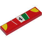 LEGO Red Tile 1 x 4 with Ferrari Logo on Green, White and Red Background Sticker (2431)