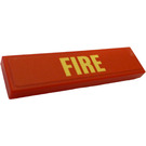 LEGO Red Tile 1 x 4 with "FIRE" Sticker (2431)