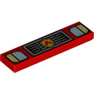 LEGO Red Tile 1 x 4 with Headlights and Fire Logo (2431 / 78209)