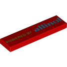 LEGO Red Tile 1 x 4 with 'Powered by Allinol' (2431 / 95980)