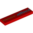 LEGO Rood Tegel 1 x 4 met 'Powered by Allinol' (2431 / 95980)