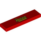 LEGO Red Tile 1 x 4 with Rust-eze Logo (2431 / 94654)