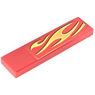 LEGO Red Tile 1 x 4 with Yellow Flames Short Right 8667 Sticker (2431)