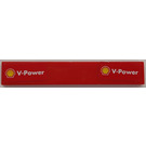 LEGO rot Fliese 1 x 6 mit 'V-Power' und Shell Logo auf Both Ends Aufkleber (6636)